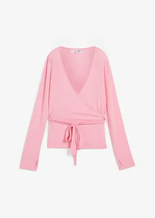 Sport-Shirtjacke zum Wickeln mit TENCEL™ Lyocell in rosa von vorne - bonprix