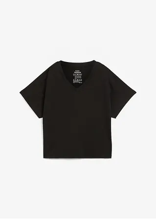 Essential Boxy-Shirt aus schwerer Baumwollqualität in schwarz von vorne - bonprix PREMIUM