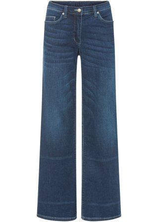 Stretch-Jeans mit extra weitem Bein und Bequembund in blau von vorne - bpc bonprix collection