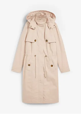 bonprix Langer Trenchcoat mit Kapuze, tailliert, leicht wattiert