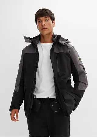 Hybrid-Winter-Funktionsjacke mit Kuschelfleece-Futter in schwarz von vorne (im Anschnitt) - bonprix