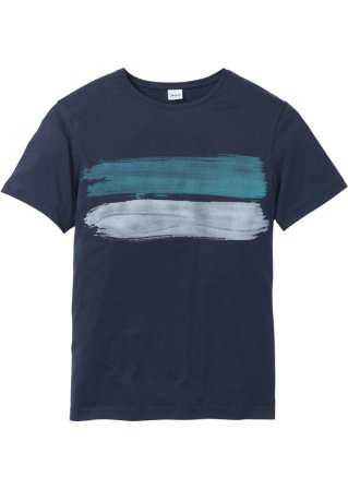 T-Shirt mit Druck in blau von vorne - John Baner JEANSWEAR