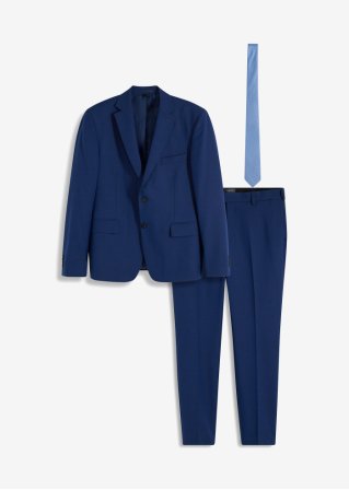 Anzug Regular Fit (3-tlg.Set): Sakko, Hose, Krawatte in blau von vorne - bpc selection