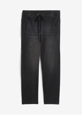 Boyfriend Jeans Mid Waist, cropped in schwarz von vorne - John Baner JEANSWEAR