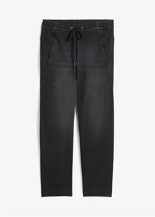 Boyfriend Jeans Mid Waist, cropped in schwarz von vorne - bonprix