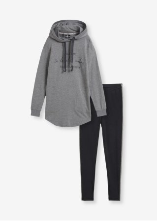 Jogginganzug mit Long-Sweatshirt und Leggings (2-teilig) in grau von vorne - bpc bonprix collection
