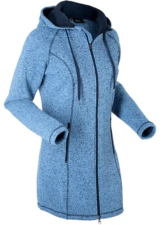 Long-Fleecejacke in blau von vorne - bpc bonprix collection