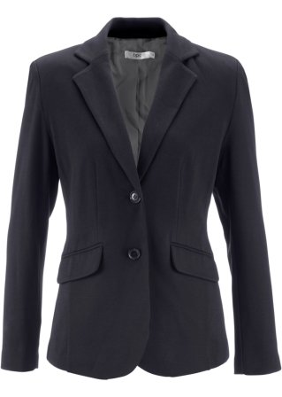 Baumwoll Jersey-Blazer, tailliert in schwarz von vorne - bpc bonprix collection