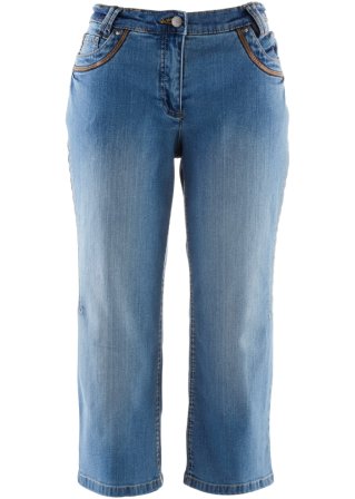 Slim Fit Jeans, Mid Waist, Baumwoll  in blau von vorne - bpc bonprix collection