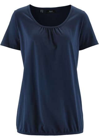 Baumwoll - Shirt, Kurzarm in blau von vorne - bpc bonprix collection