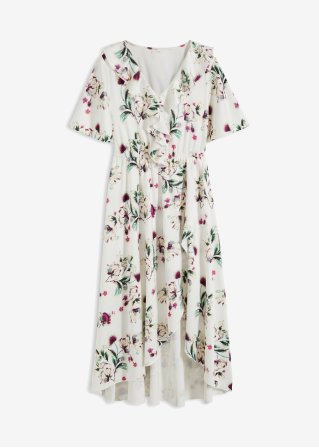 Kleid mit Rüschen  in weiß von vorne - BODYFLIRT boutique