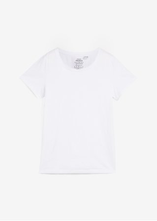 Essential T-Shirt mit Rundhalsausschnitt, seamless in weiß von vorne - bonprix PREMIUM