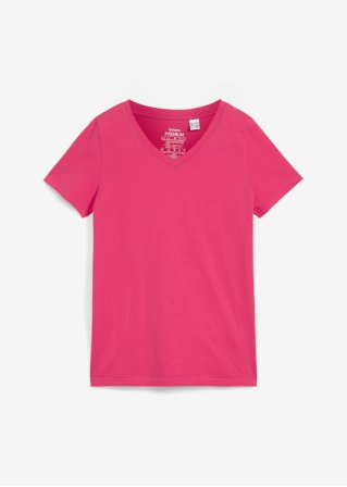 Essential T-Shirt mit V-Ausschnitt, seamless in pink von vorne - bonprix PREMIUM