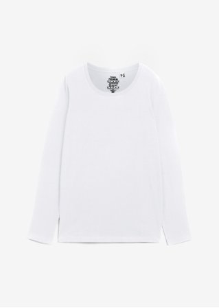 Essential Langarmshirt mit Rundhalsausschnitt, seamless in weiß von vorne - bonprix PREMIUM