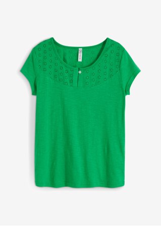 Shirt mit Lochmuster in grün von vorne - RAINBOW