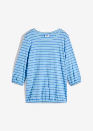 Gestreiftes Bio-Baumwoll Shirt mit 3/4 Ärmeln in blau von vorne - bpc bonprix collection