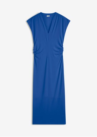 Kleid mit Raffung in blau von vorne - BODYFLIRT