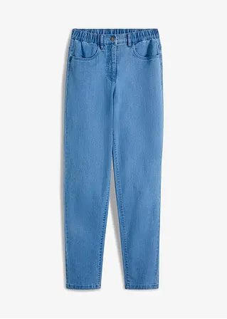 Mom Jeans, High Waist, Stretch in blau von vorne - bonprix