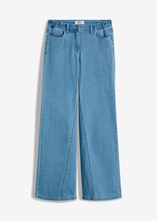 Wide Leg Jeans, High Waist, Bequembund  in blau von vorne - bpc bonprix collection