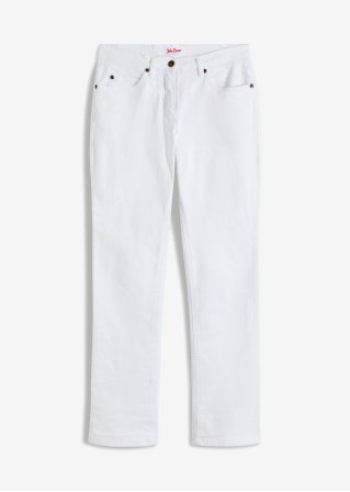 Straight Jeans Mid Waist, Stretch  in weiß von vorne - John Baner JEANSWEAR