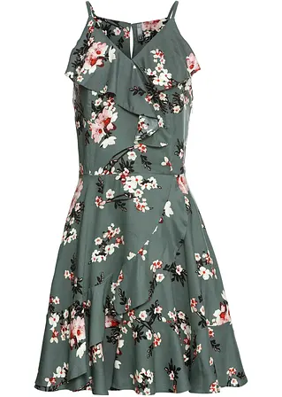 Trägerkleid mit Volants in grün von vorne - bonprix