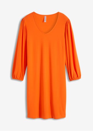Jerseykleid mit Volumenärmeln in orange von vorne - RAINBOW