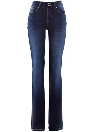 Bootcut Jeans Mid Waist, Shaping in blau von vorne - bonprix