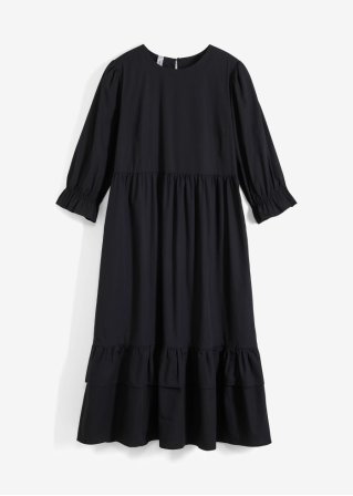 Kleid aus Popeline in schwarz von vorne - RAINBOW