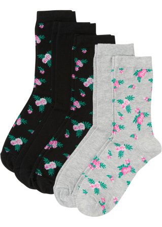 Socken mit Bio-Baumwolle (5er Pack) in schwarz von vorne - bpc bonprix collection