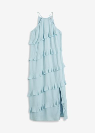 Chiffon-Maxi-Kleid in blau von vorne - BODYFLIRT boutique