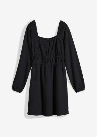 Jersey-Crepe-Kleid in schwarz von vorne - BODYFLIRT