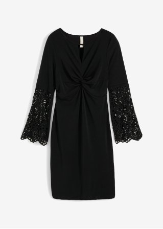 Kleid mit Lasercut in schwarz von vorne - BODYFLIRT boutique