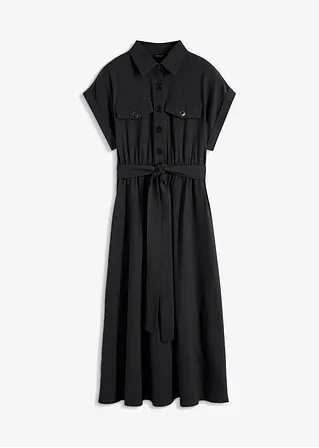 Midikleid aus reiner Baumwolle in schwarz von vorne - bonprix