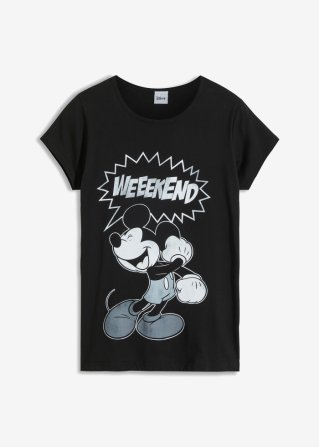 Shirt mit Mickey-Mouse-Druck in schwarz von vorne - Disney