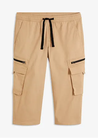 3/4 Schlupfhose mit Cargotaschen, Regular Fit in beige von vorne - bonprix