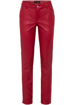 Knöchelbedeckende Lederimitat-Hose in rot von vorne - BODYFLIRT