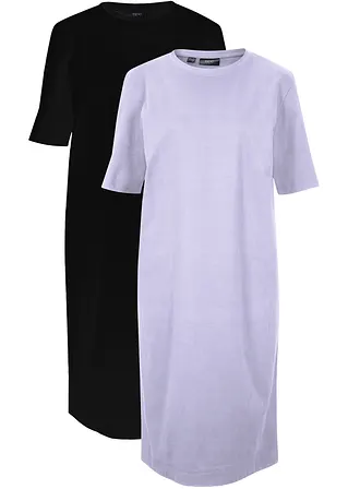 T-Shirtkleid, oversize (2er Pack) in lila von vorne - bonprix