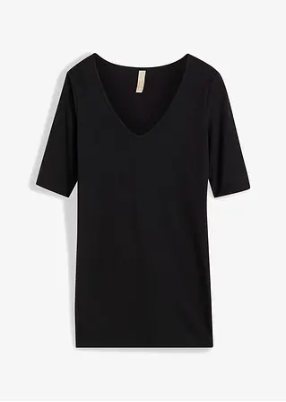 Shirt, extra lang in schwarz von vorne - bonprix