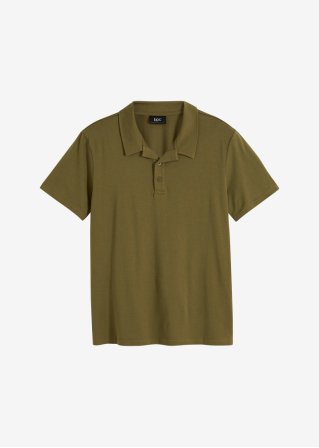 Poloshirt mit Resortkragen, Kurzarm aus Bio Baumwolle in grün von vorne - bpc bonprix collection