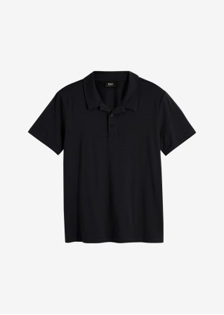 Poloshirt mit Resortkragen, Kurzarm aus Bio Baumwolle in schwarz von vorne - bpc bonprix collection