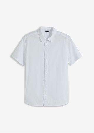 Stretch-Kurzarmhemd, Slim Fit in weiß von vorne - RAINBOW