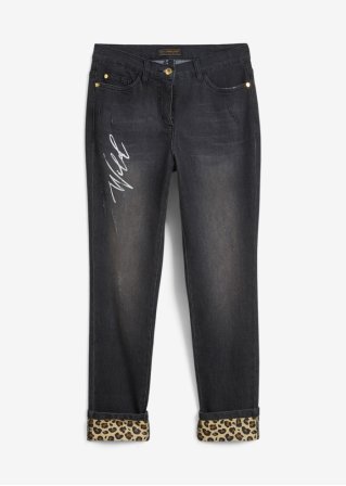 7/8-Stretch-Jeans in schwarz von vorne - bpc selection