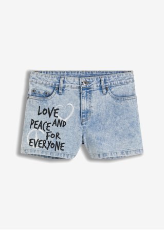 Jeans-Shorts bedruckt in blau von vorne - RAINBOW