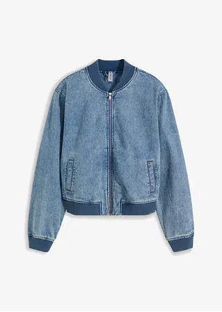 Blouson aus denim in blau von vorne - bonprix