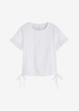 Shirt mit Spitzeneinsatz in weiß von vorne - RAINBOW