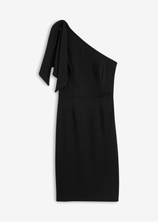 Kleid, One-Shoulder in schwarz von vorne - BODYFLIRT boutique