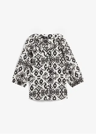 Bedruckte Baumwoll- Bluse in weiß von vorne - bonprix