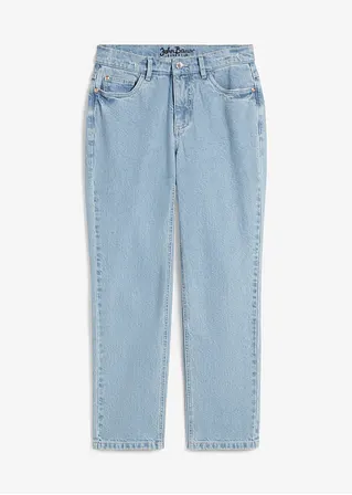 Straight Jeans Mid Waist, cropped in blau von vorne - John Baner JEANSWEAR