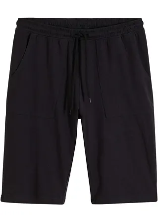 Capri Pyjama Hose aus Bio-Baumwolle in schwarz von vorne - bpc bonprix collection