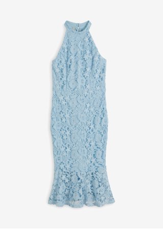 Neckholder-Kleid in blau von vorne - BODYFLIRT boutique